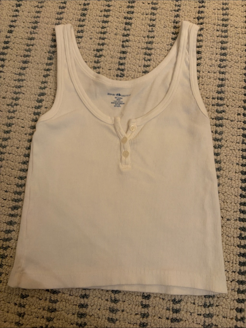 Brandy Melville White Ribbed Henley Tank